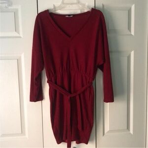 Lulu's Deep Red Long Sleeve Dress